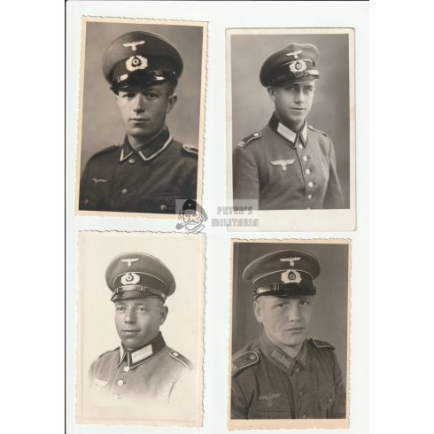 Four Wehrmacht portraits with visor caps