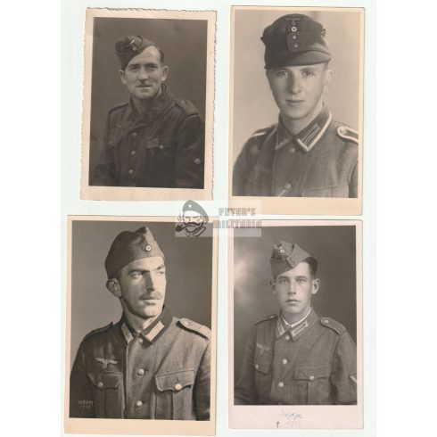 Four Wehrmacht portrait with side caps and Feldmütze in wear