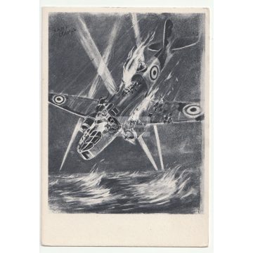 Luftwaffe képeslap - Lelőtt angol géppel