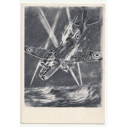 Luftwaffe képeslap - Lelőtt angol géppel