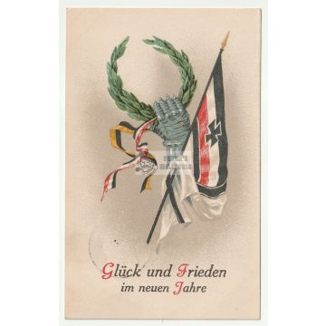 WW1 képeslap - Glück und Frieden 1915/1916