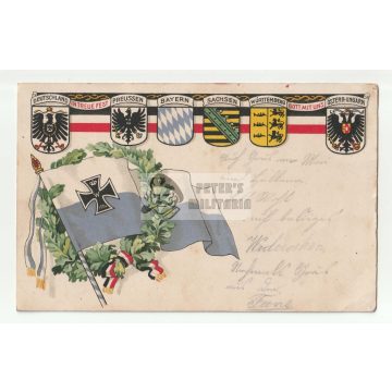WW1 Bajor képeslap Vaskerszt motívummal
