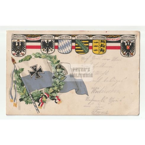 WW1 Bajor képeslap Vaskerszt motívummal