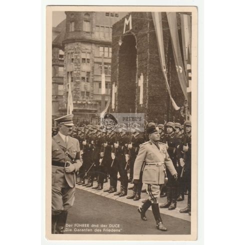 Hitler & Mussolini SS sorfal előtt képeslap