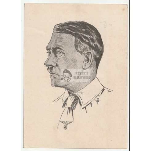 Adolf Hitler Postcard with Horthy stamp