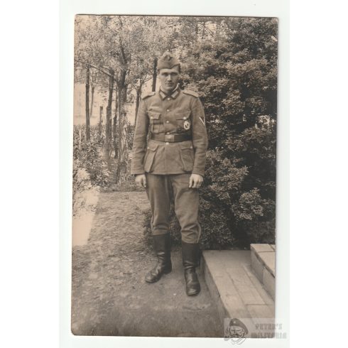 Gyalogsági Rohamjelvényes fotó képeslap méretben