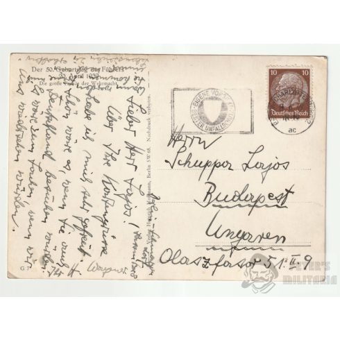 Hitler 50. születésnapi képeslap - BUDAPEST