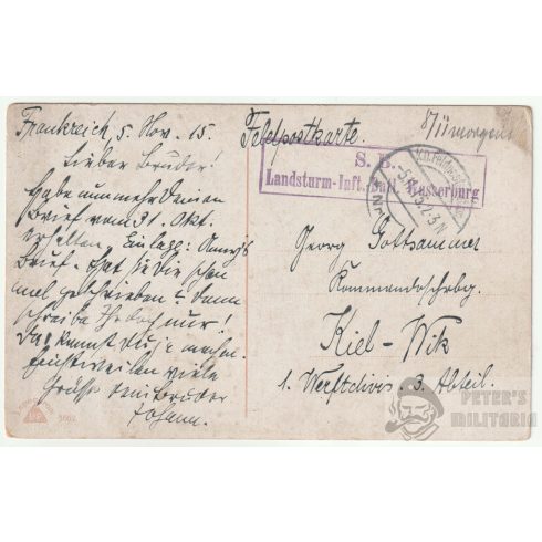 WW1 képeslap - Feldpost Landsturm Infanterie Batallion Wasserburg 