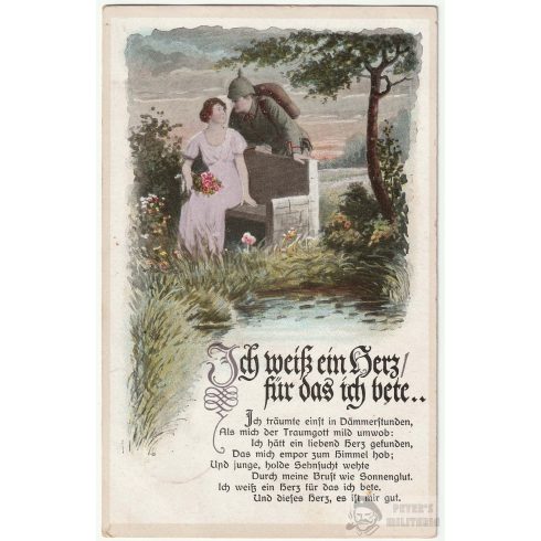WW1 patrióta képeslap - Ismerek egy szívet, amelyért imádkozom