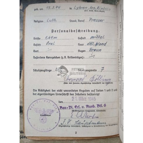 Soldbuch és Wehrpass - Konrad Kölling