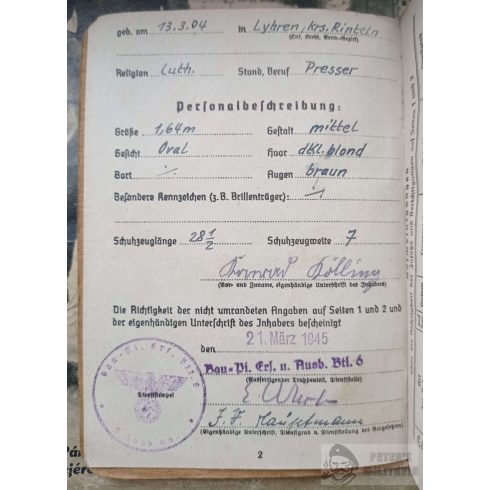Soldbuch és Wehrpass - Konrad Kölling