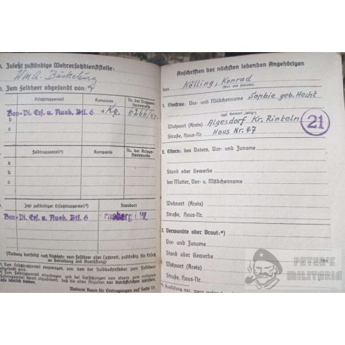 Soldbuch és Wehrpass - Konrad Kölling