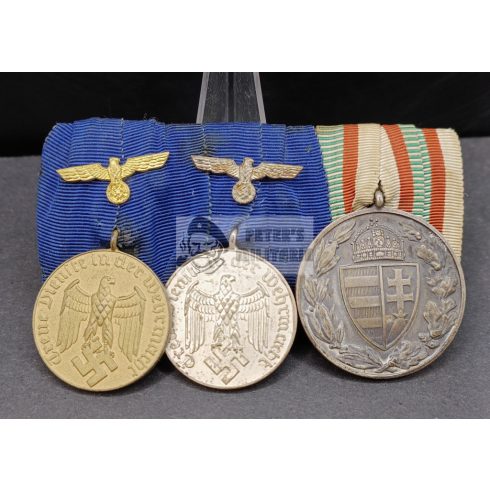 Wehrmacht service medal bar with hungarian medal