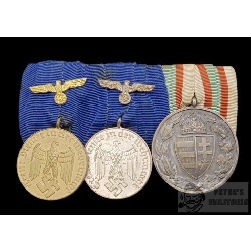 Német Wehrmacht szolgálati medálok Magyar Háborús Emlékéremmel