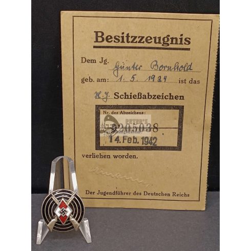 Hitlerjugend Shooting badge with document - Steinhauer & Lück