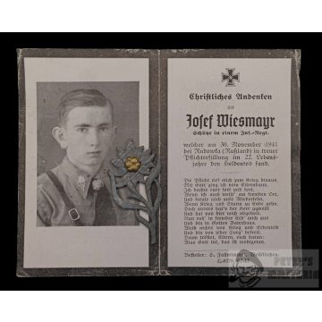 Hitlerjugend sterbebild és Edelweiss
