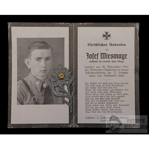Hitlerjugend sterbebild és Edelweiss