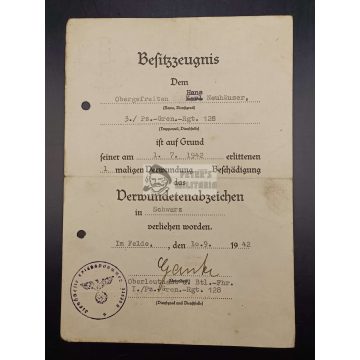 Sebesülési jelvény adományozó - Páncél Gránátos