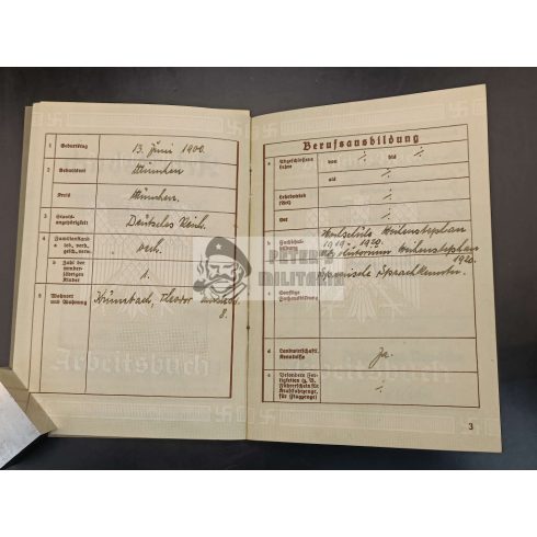 Arbeitsbuch / Munkakönyv 1-es típus / Wolf Josef