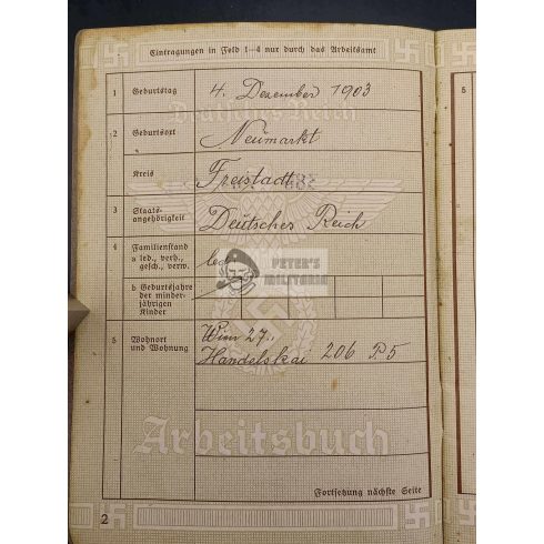 Arbeitsbuch / Munkakönyv 2-es típus / Franz Trinka