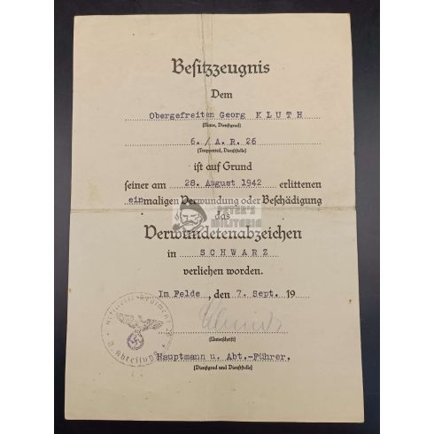 Tüzér kitüntetés adományozók egy személyhez - Vaskereszt, Keleti Front, Sebesülési