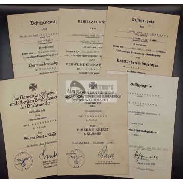   Six award document for one person – Karl Willenborg, Grenadier