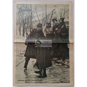   Képes Vasárnap - Gyerekeket mentenek a honvédek Ercsiben / 1941.02.09.