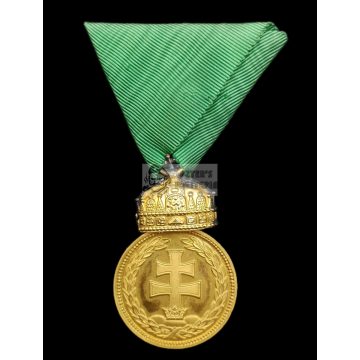   Magyar Koronás Bronz Érem - Signum Laudis 1922 - Polgári szalagon
