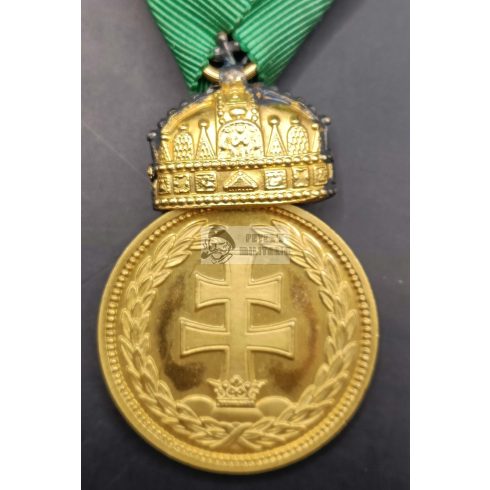 Magyar Koronás Bronz Érem - Signum Laudis 1922 - Polgári szalagon