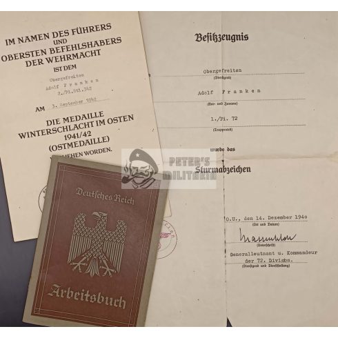 Extrém korai Általános Rohamjelvény adományozó és egyéb iratok 
