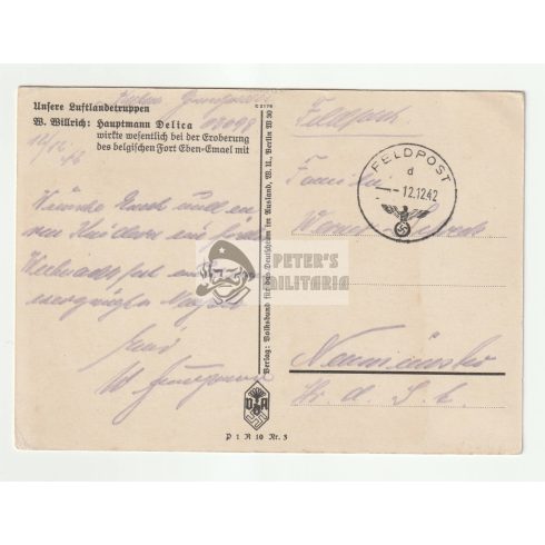 Fallschirmjäger képeslap - Hauptmann Delica