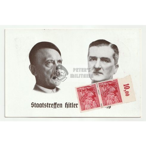 Hitler és Horthy képeslap bélyeggel 