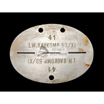Luftwaffe dogtag – L.W. Bau-Kompanie 53./XI