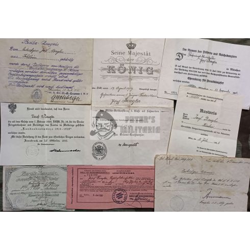 I. világháborús papír hagyaték - 8 kitüntetés adományozó