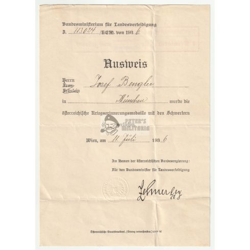 I. világháborús papír hagyaték - 8 kitüntetés adományozó