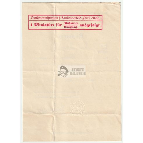 I. világháborús papír hagyaték - 8 kitüntetés adományozó