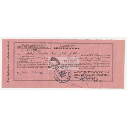 I. világháborús papír hagyaték - 8 kitüntetés adományozó