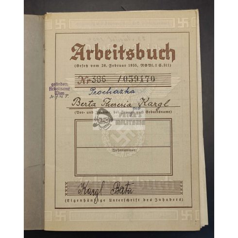 Arbeitsbuch - Kargl Berta + Sterbeurkunde