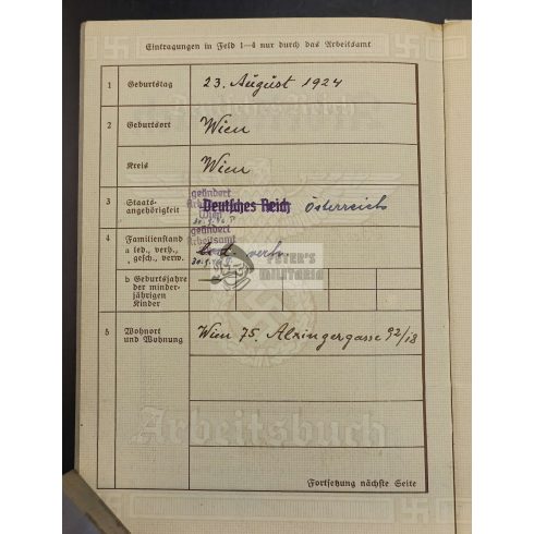 Arbeitsbuch - Kargl Berta + Sterbeurkunde
