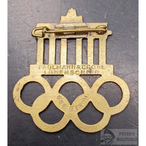 XI. Olympiade Berlin - látogatói kitűző "Paulmann & Crone"