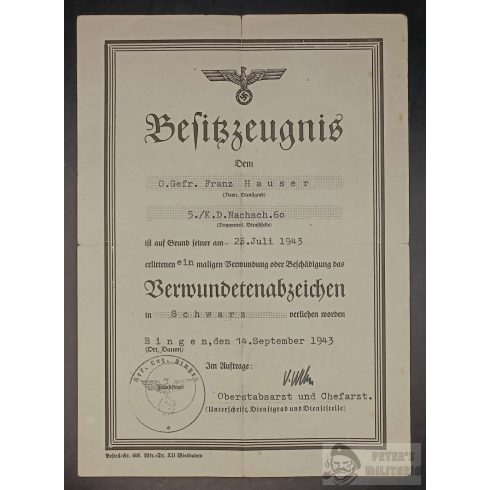 Wehrpass, Sebesülési adományozó és fotók - Franz Hauser