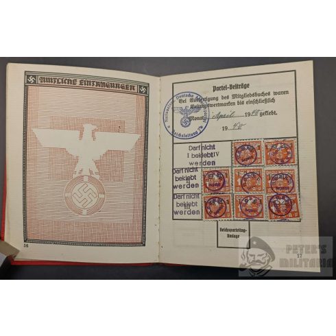 NSDAP piros párttagsági könyv - Josef Rötzer