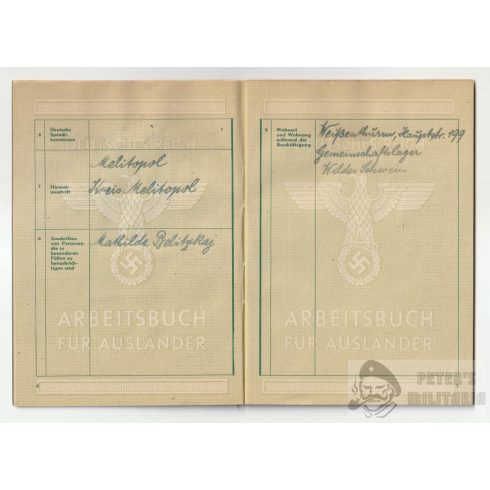 Ritka Arbeitsbuch für Ausländer - Koblenz 1944