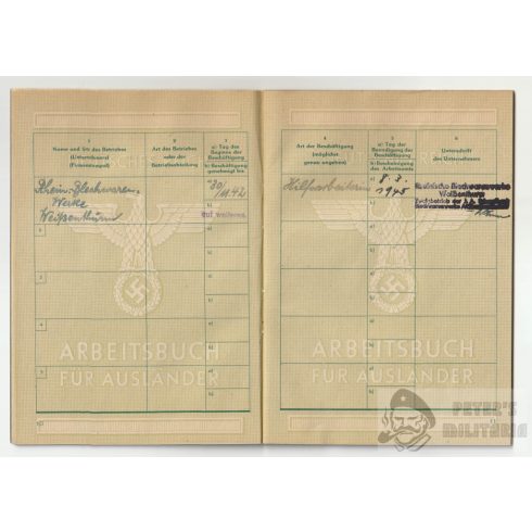 Ritka Arbeitsbuch für Ausländer - Koblenz 1944