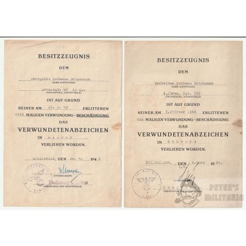 Sebesülési jelvény Ezüst és Fekete fokozat adományozó - 1945. április! 