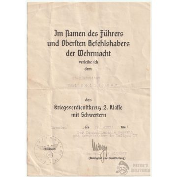 Háborús Érdemkereszt II. o. adományozó - Luftwaffe 1941