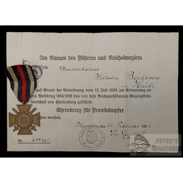   Hindenburg kereszt adományozóval - "Frontkämpfer"