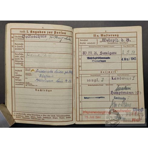 Wehrpass Heer Type2 - EK2 1914