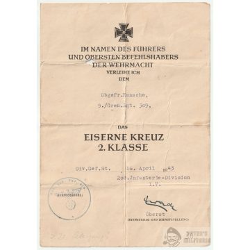   Vaskereszt II. osztály adományozó - 208. Infanterie Division