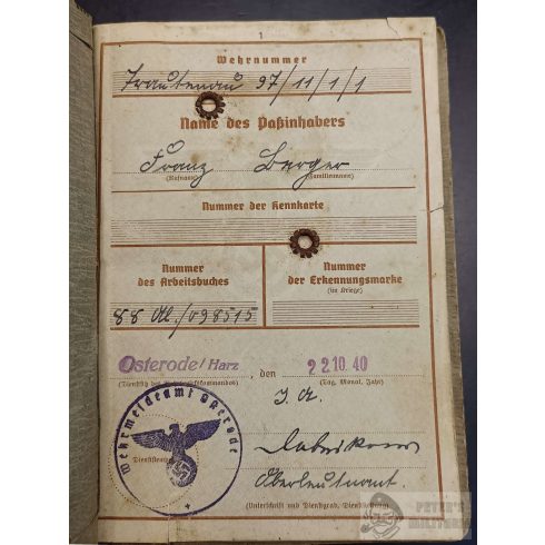 Wehrpass Type2 - 3x kitüntetés